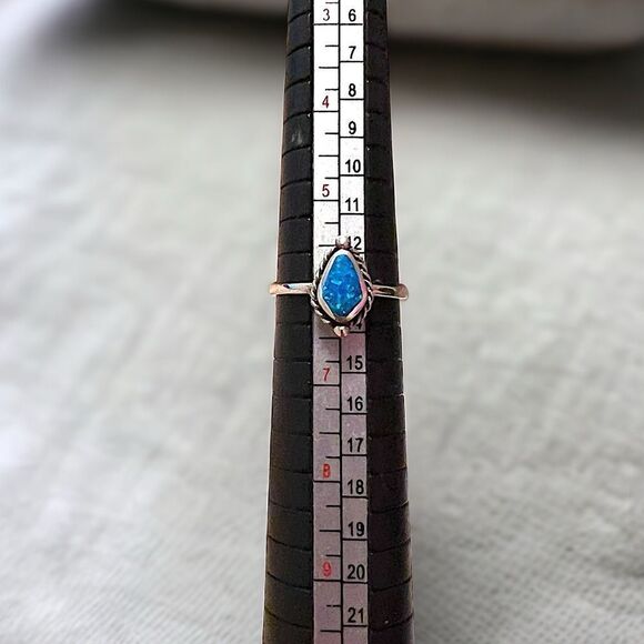 Sterling Silver Marquise Blue Opal Bohemian Ring Marked 925 Size 6 NWOT - Picture 5 of 6
